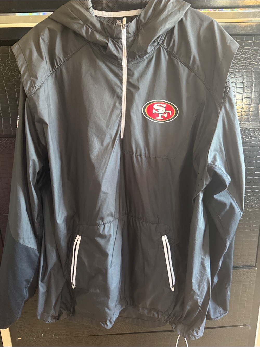 NFL Black Pullover Jacket with Red & Gold 49ers Logo